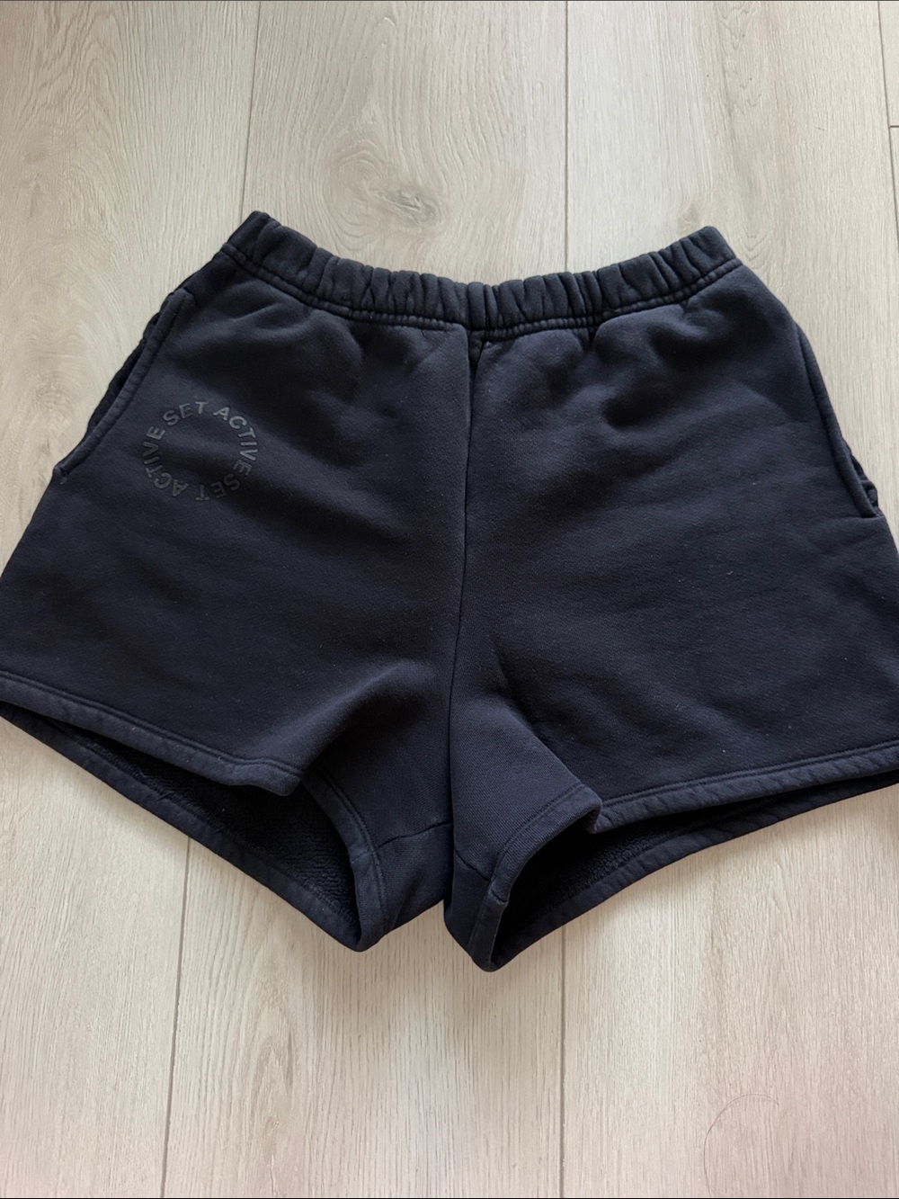 SET Active Black High-Rise Athletic Sweat Shorts